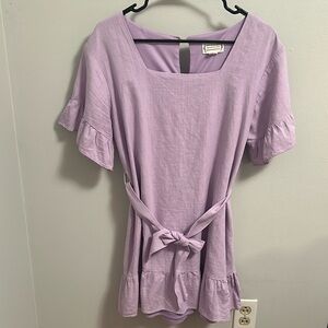 Loveriche purple tie mini dress